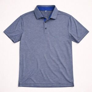 Lululemon Mens Large Evolution Polo Heathered Blue Athletic Performance Shirt